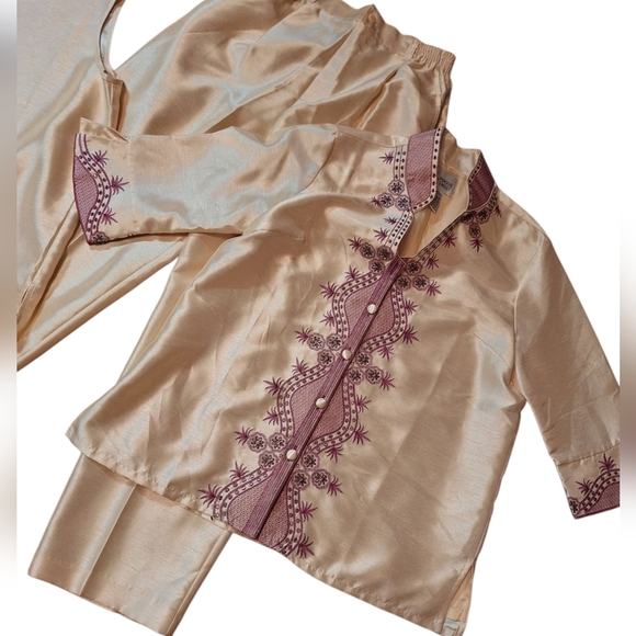 3 Piece Vintage Set Maggie Sweet Petite Medium Fancy Evening Silk Look Asian - Picture 2 of 8